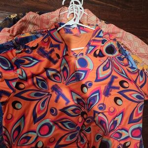 Vibrant Orange Patterned Men's Polo Shirt